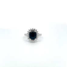 Load image into Gallery viewer, Princess Diana Ring 14KWGold S/W Blue Sapphrie and Diamond