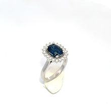 Load image into Gallery viewer, Princess Diana Ring 14KWGold S/W Blue Sapphrie and Diamond