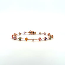 Load image into Gallery viewer, Bracelet Rose Gold 14K S/W Sapphire and Diamond