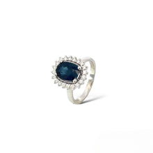 Load image into Gallery viewer, Princess Diana Ring 14KWGold S/W Blue Sapphrie and Diamond