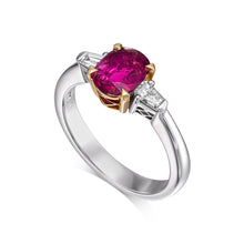 Load image into Gallery viewer, RING 18KWGOLD S/W RUBY AND DIAMOND
