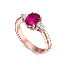 Load image into Gallery viewer, RING 18KWGOLD S/W RUBY AND DIAMOND