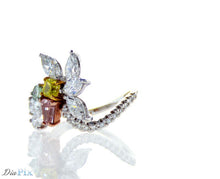Load image into Gallery viewer, RING PT950 s/w Fancy intense orangy pink and Fancy intense green