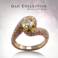 Load image into Gallery viewer, 18k pink gold rink s/w fancy intense diamond and pink diamond