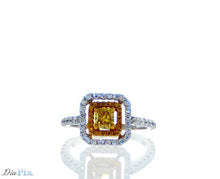 Load image into Gallery viewer, PT950&18KY GOLD RING s/w Fancy Vivid Yellow diamond.