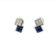 Load image into Gallery viewer, Earrings 18KWGOLD s/w Invisible diamond &Invisible Sapphire.