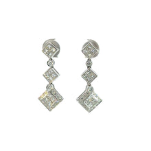 Load image into Gallery viewer, Earrings 18KWGOLD s/w Invisible diamond settings &Round Diamond.