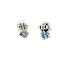 Load image into Gallery viewer, Earrings 18KWGOLD s/w Invisible diamond &Invisible Sapphire.