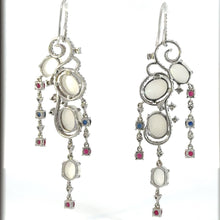 Load image into Gallery viewer, Earrings 18KWGOLD s/w Chalzedoni &Diamond &Ruby&Sapp.