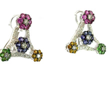 Load image into Gallery viewer, Earrings 18KWGOLD s/w Mix Sapphire &Diamond