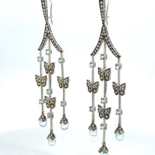 Load image into Gallery viewer, Earrings 18KWGOLD s/w Aquamarine Blue Topaz &Diamond.