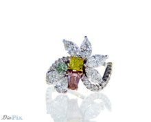 Load image into Gallery viewer, RING PT950 s/w Fancy intense orangy pink and Fancy intense green