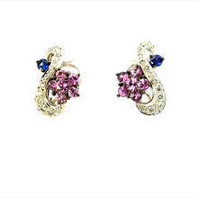 Load image into Gallery viewer, Earrings 18KWGOLD s/w Sapphire & Diamond.