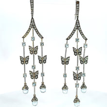 Load image into Gallery viewer, Earrings 18KWGOLD s/w Aquamarine Blue Topaz &Diamond.