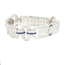 Load image into Gallery viewer, Art Deco Bracelet 18KWGOLD s/w Diamond &Sapphire.