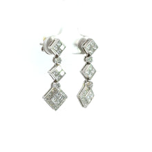 Load image into Gallery viewer, Earrings 18KWGOLD s/w Invisible diamond settings &Round Diamond.