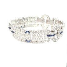 Load image into Gallery viewer, Art Deco Bracelet 18KWGOLD s/w Diamond &Sapphire.