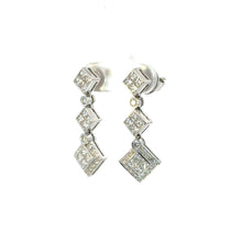 Load image into Gallery viewer, Earrings 18KWGOLD s/w Invisible diamond settings &Round Diamond.