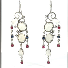 Load image into Gallery viewer, Earrings 18KWGOLD s/w Chalzedoni &Diamond &Ruby&Sapp.