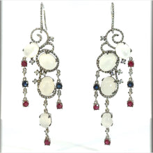 Load image into Gallery viewer, Earrings 18KWGOLD s/w Chalzedoni &Diamond &Ruby&Sapp.