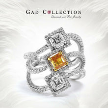 Load image into Gallery viewer, Ring PT950&18ky gold s/w Fancy vivid yellow Gia