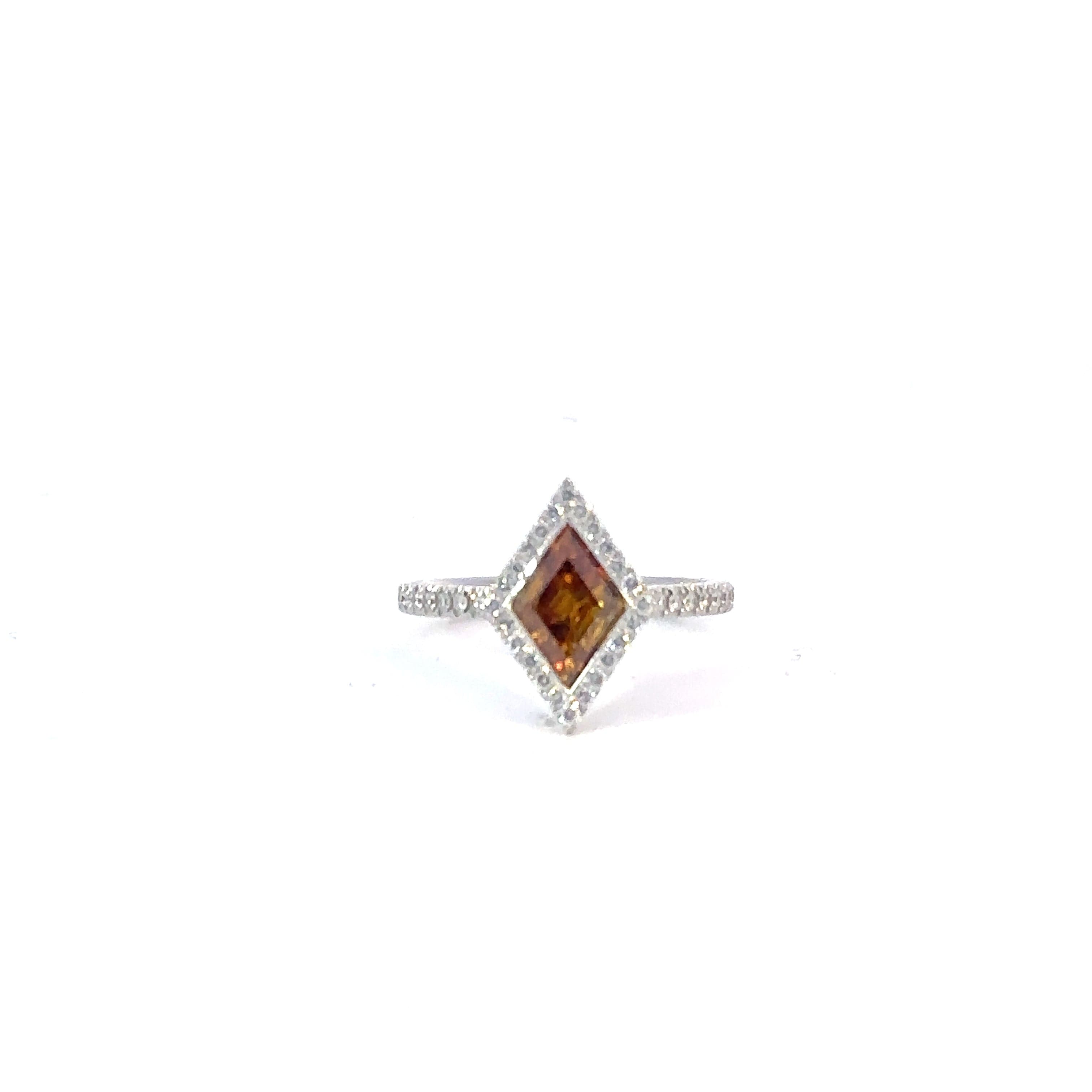 #30059 Handmade Ring 18K W gold s/w GIA Fancy Deep Brownish yellowish orange 1.06cts