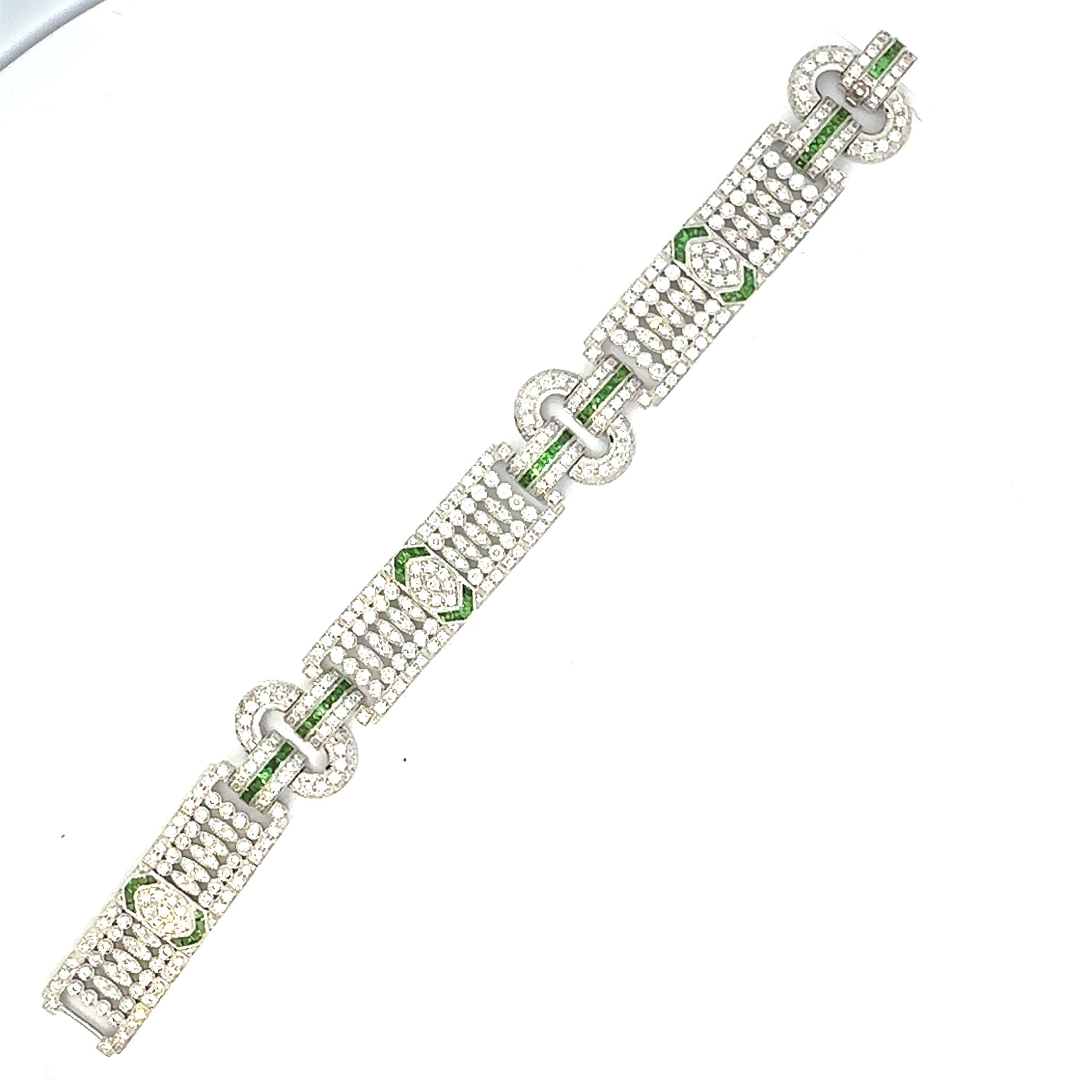 Bracelet 18KW Gold Art Deco s/w Diamond and Tzavotaite