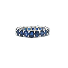 Load image into Gallery viewer, Eternity ring set with Oval Blue Sapphire in 14K White gold
