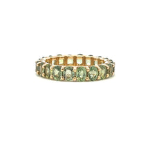 Load image into Gallery viewer, Eternity Band Ring Set with Green Oval Sapphire in 14K Yellow Gold
