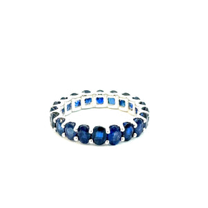 Eternity ring 14KWGOLD with Oval Blue Sapphire