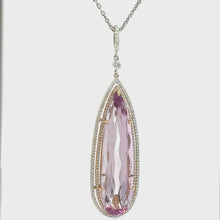 Load and play video in Gallery viewer, Necklace 18KPWGold s/w Kunzite &amp;Diamond
