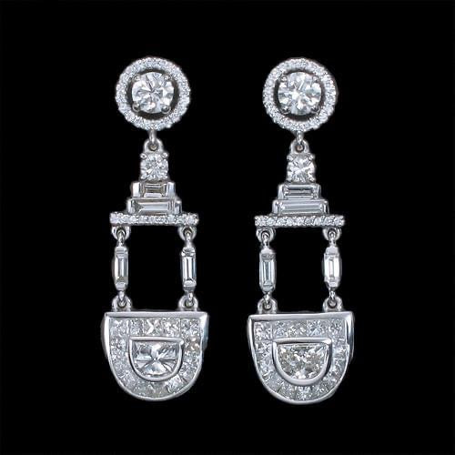 Art Deco Earrings 18KWGOLD s/w Diamond.