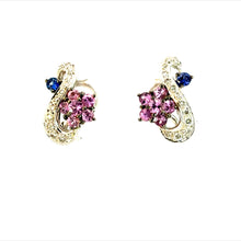 Load image into Gallery viewer, Earrings 18KWGOLD s/w Sapphire &amp; Diamond.
