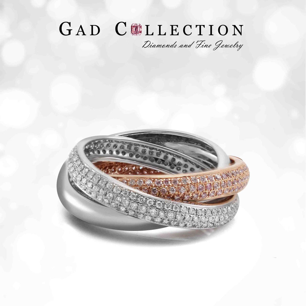 Eternity Ring tree row pave 18KWPGOLD s/w Natural pink diamond &white diamond