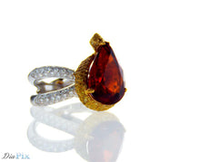 Load image into Gallery viewer, Ring PT950&amp;18KY GOLD S/W Natural Fancy yellow diamond &amp; white diamond &amp;Spessartite garnet

