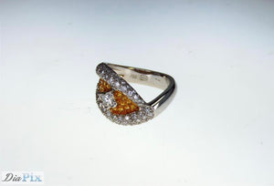 RING PT950&YGOLD s/w LILY Cut Diamond & Natural Fancy Diamond &White Diamond