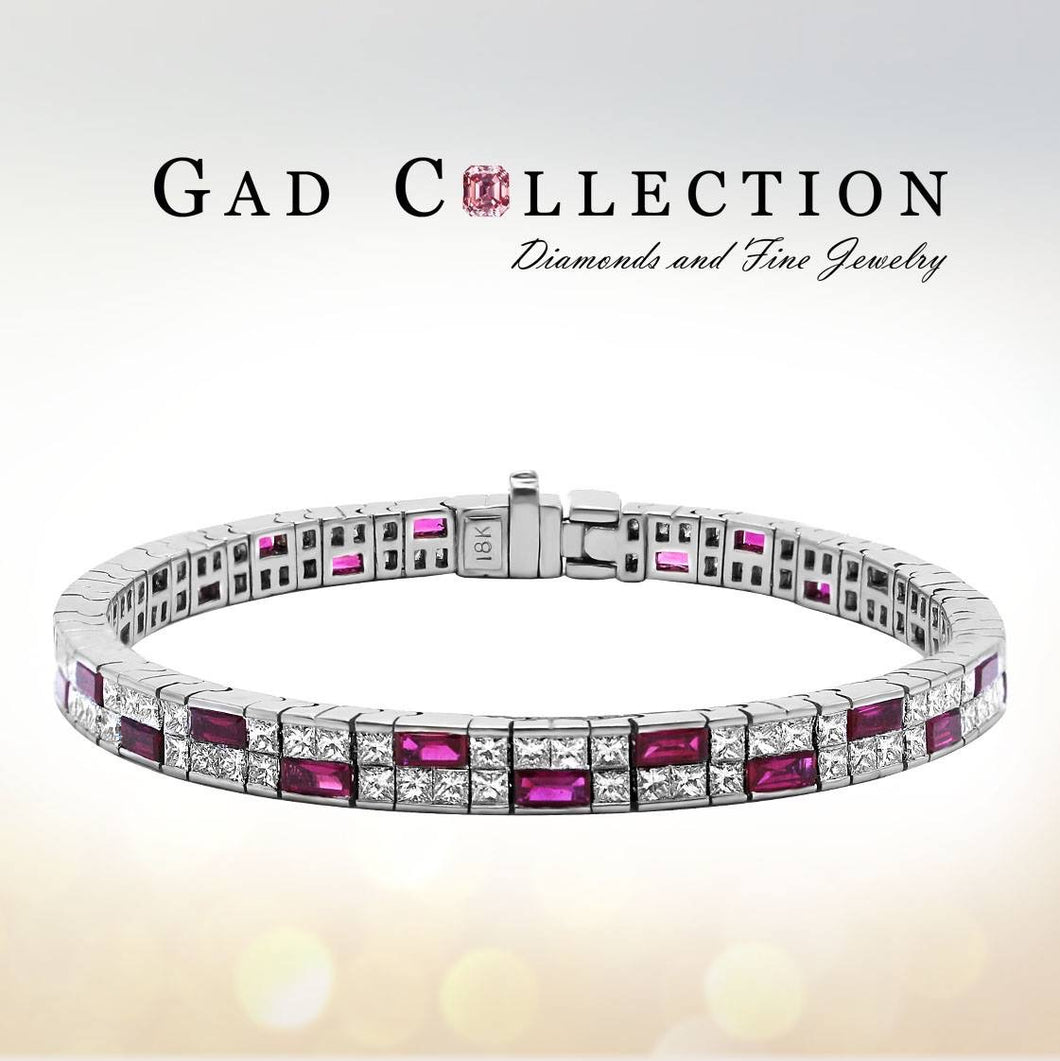 18k wg Invisible bracelet s/w ruby and diamond