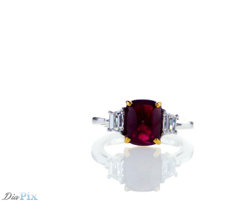 RING PT950&18KY s/w Ruby&Diamond